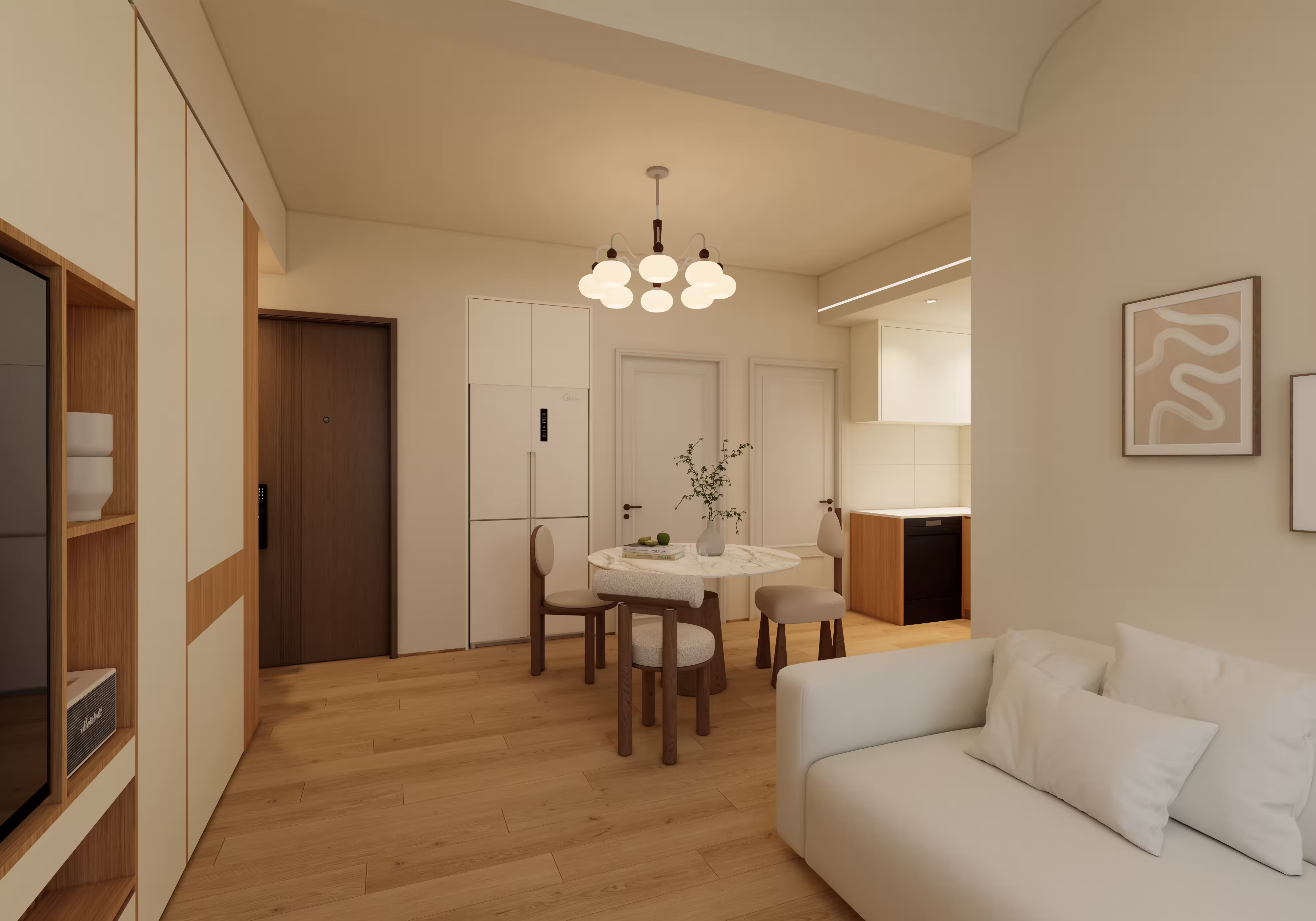 龙华区中保富裕新村39栋02户型-原木风效果图